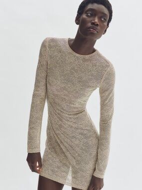 strapless open back dress Bubbleroom – Rib Knitted Cardigan Dress – Cardigans & knitwear – Beige main image 0